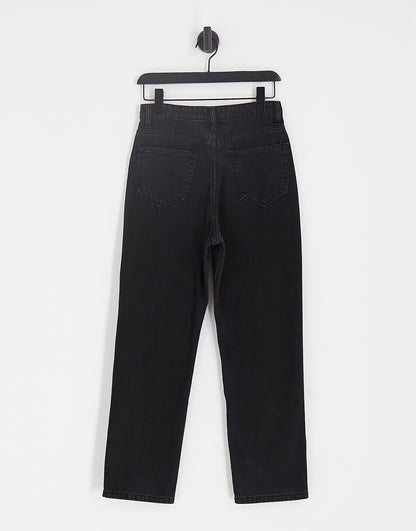 DTT Katy high waisted cropped straight jeans in washed black