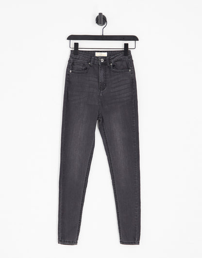 DTT Ellie high waisted skinny jeans in washed black