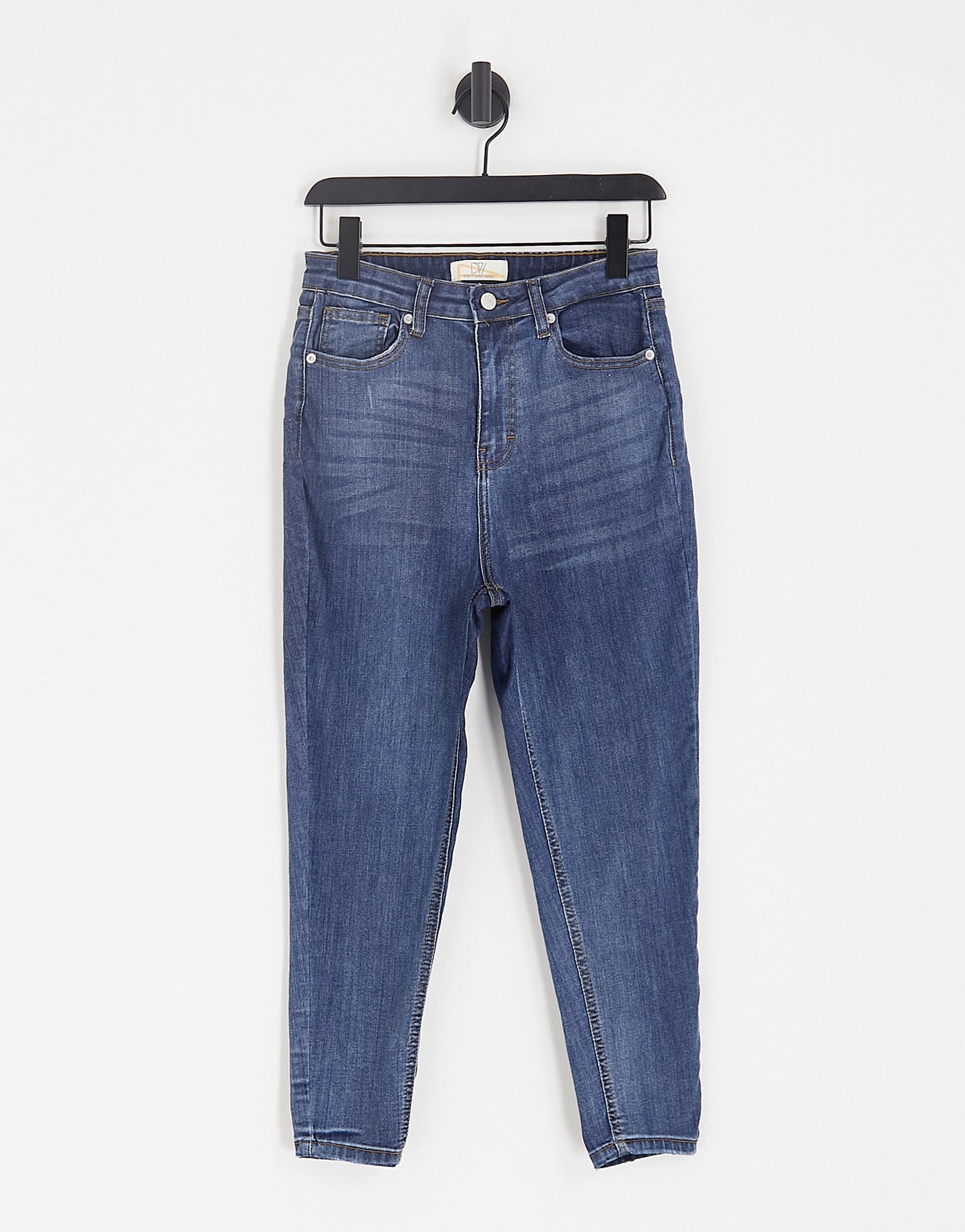 DTT Petite Ellie high waisted skinny jeans in mid blue