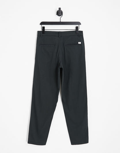 Jack & Jones Intelligence wide leg cropped chino with pleat in black