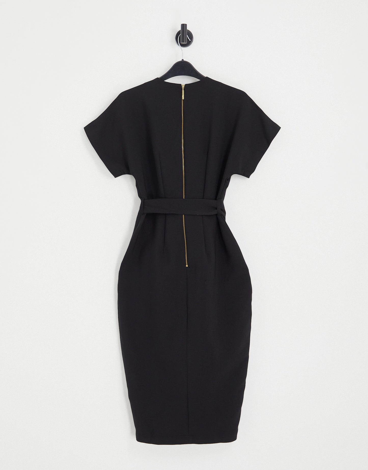 Closet London wrap tie midi dress in black