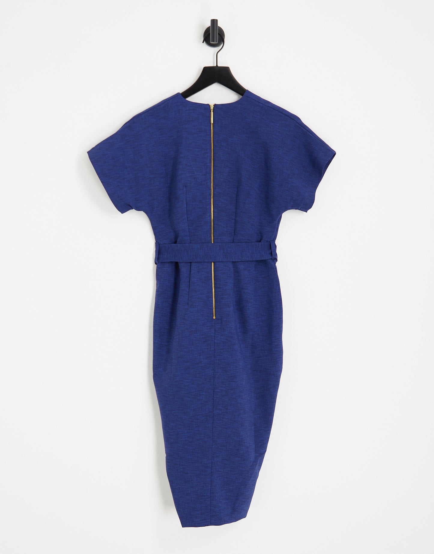 Closet London wrap tie midi dress in navy