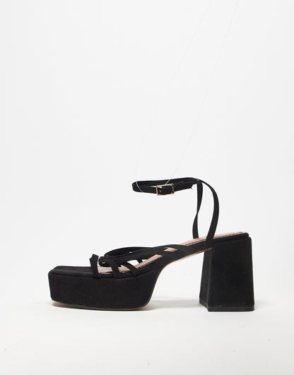 ASOS DESIGN Hanon strappy platform heeled sandals in black