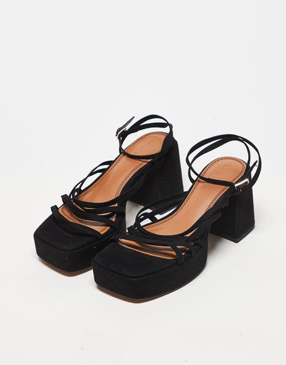 ASOS DESIGN Hanon strappy platform heeled sandals in black