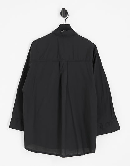 ASOS DESIGN oversized shirt with wide cuff detail in black