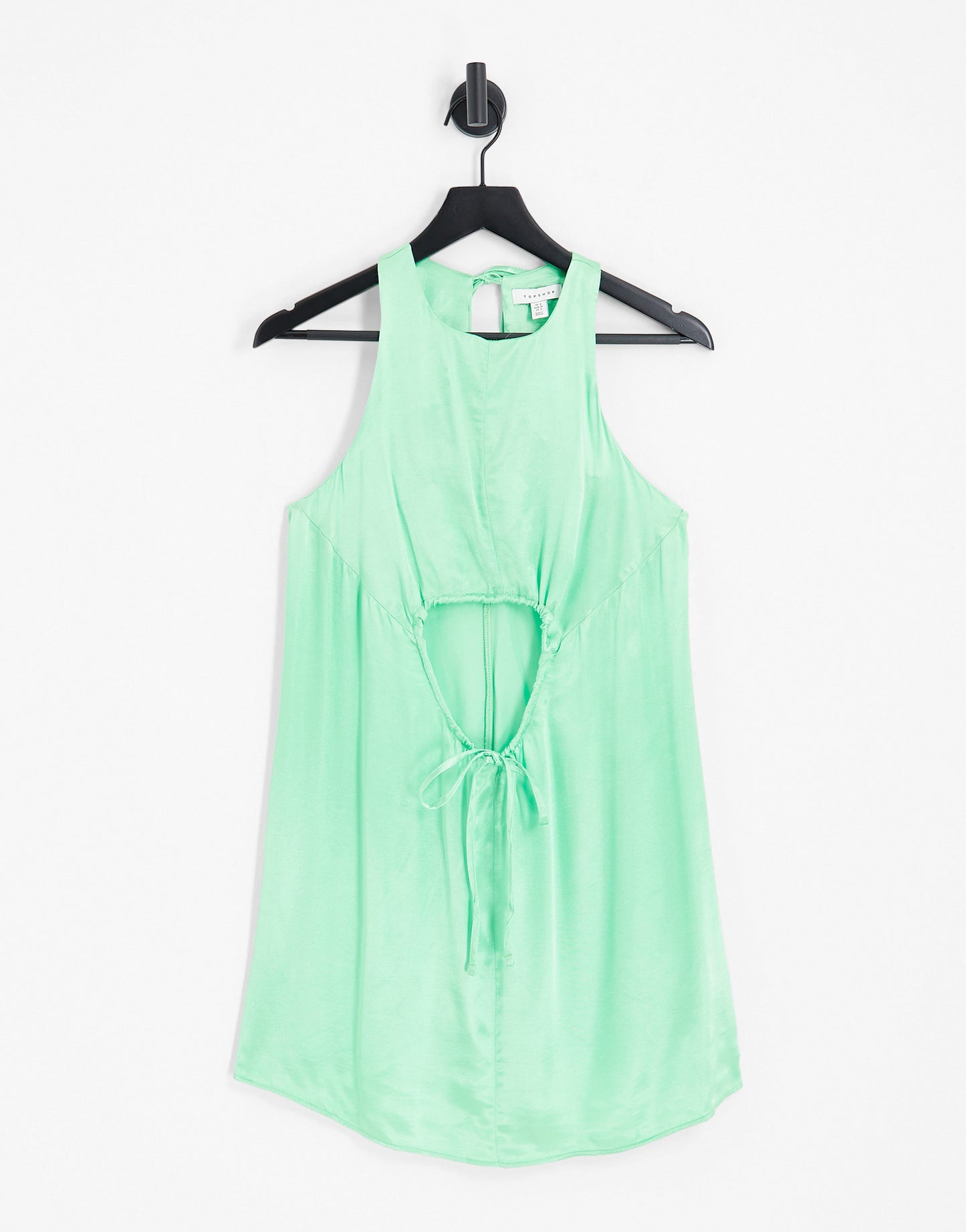 Topshop satin cut out ruch mini dress in apple