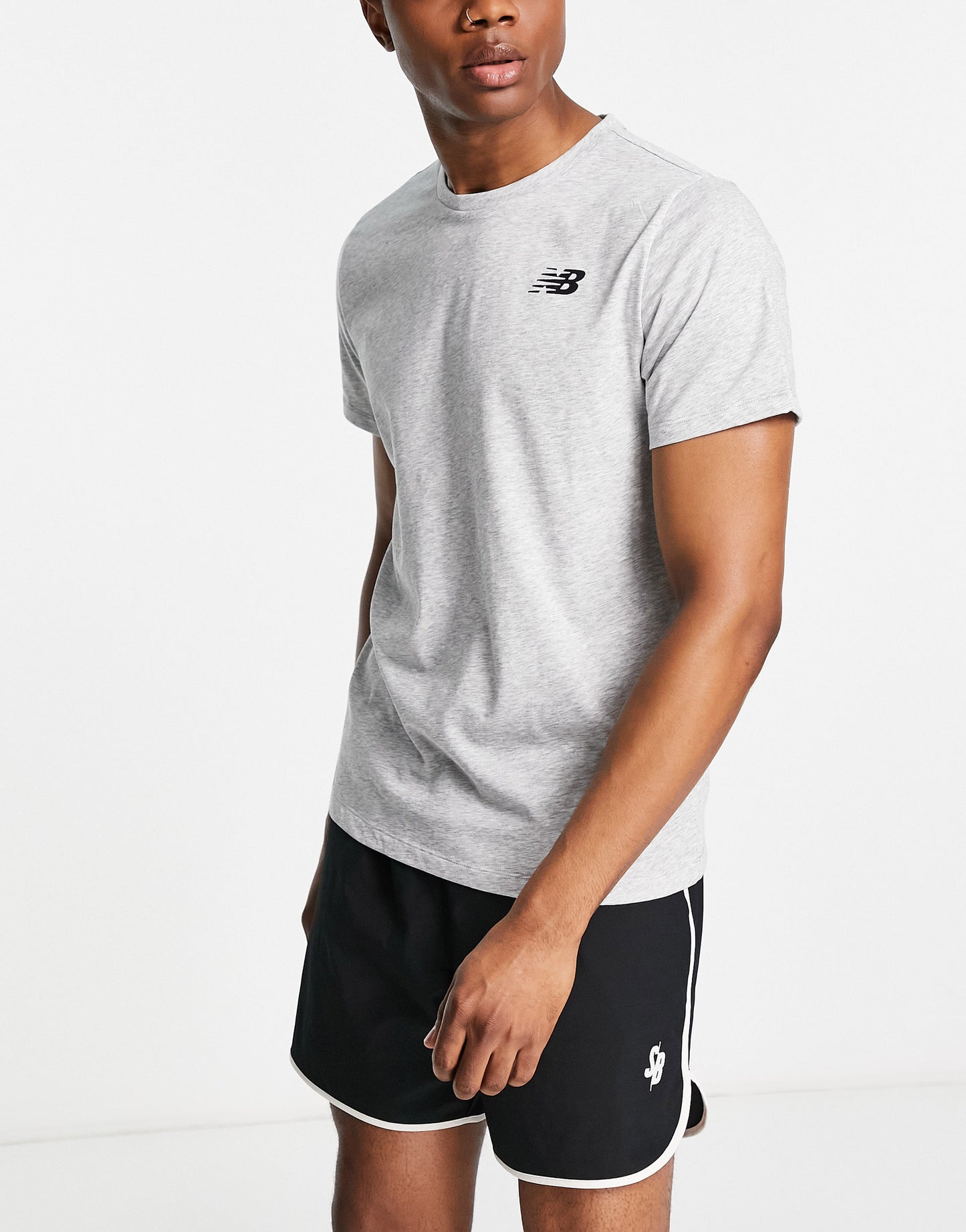 New Balance Heathertech training t-shirt in grey