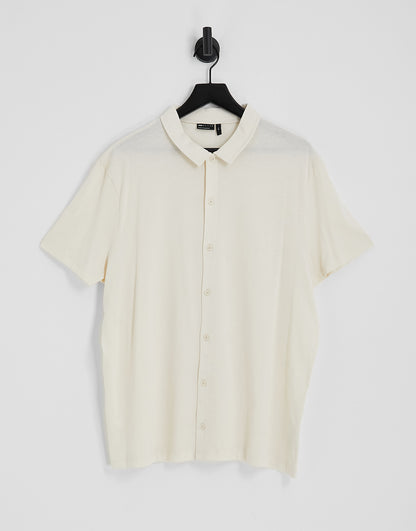 ASOS DESIGN button through jersey shirt in beige