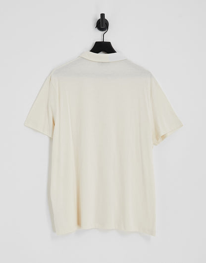 ASOS DESIGN button through jersey shirt in beige