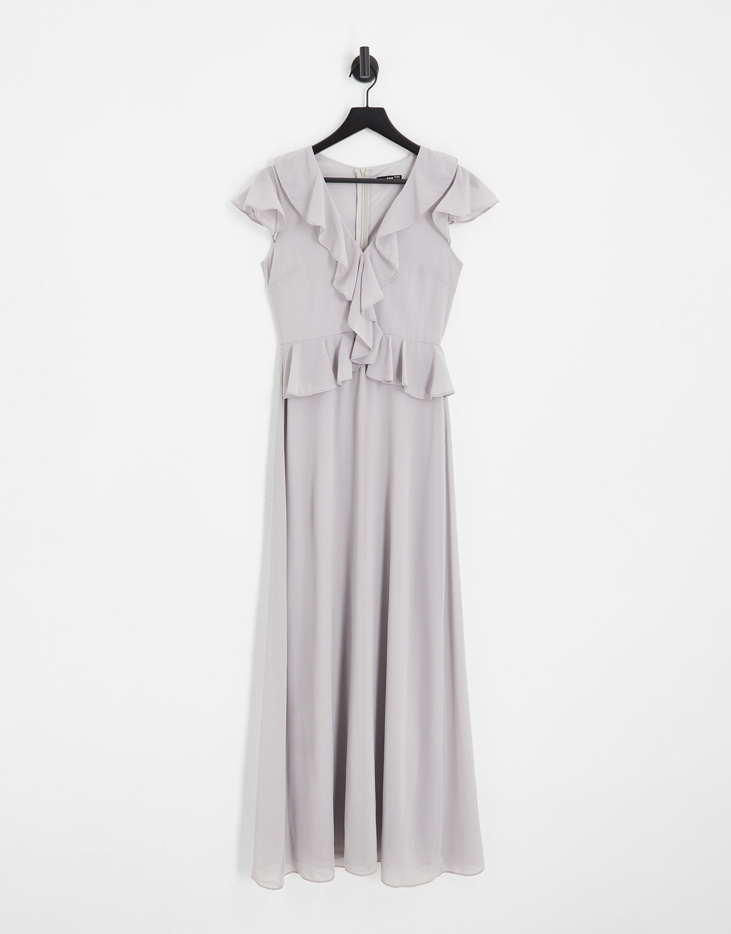 TFNC  chiffon maxi dress with frill detail in grey - LGREY