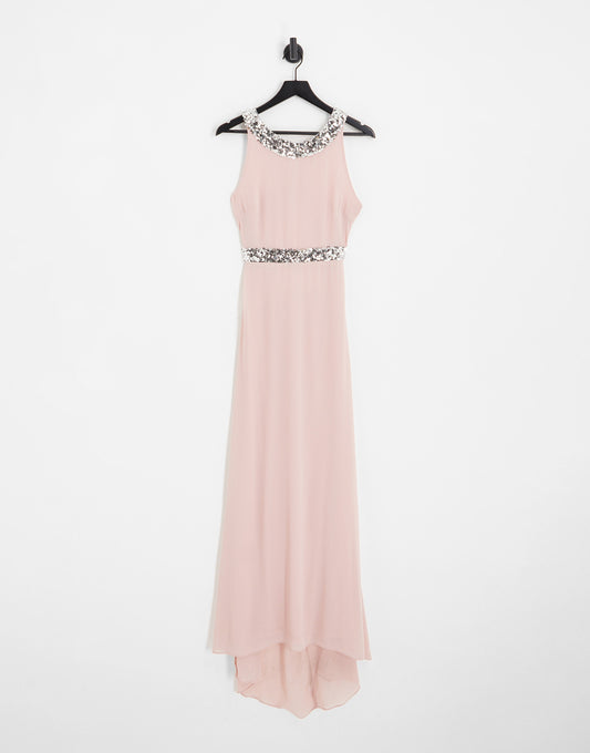 TFNC  embellished chiffon maxi dress in mauve - PINK