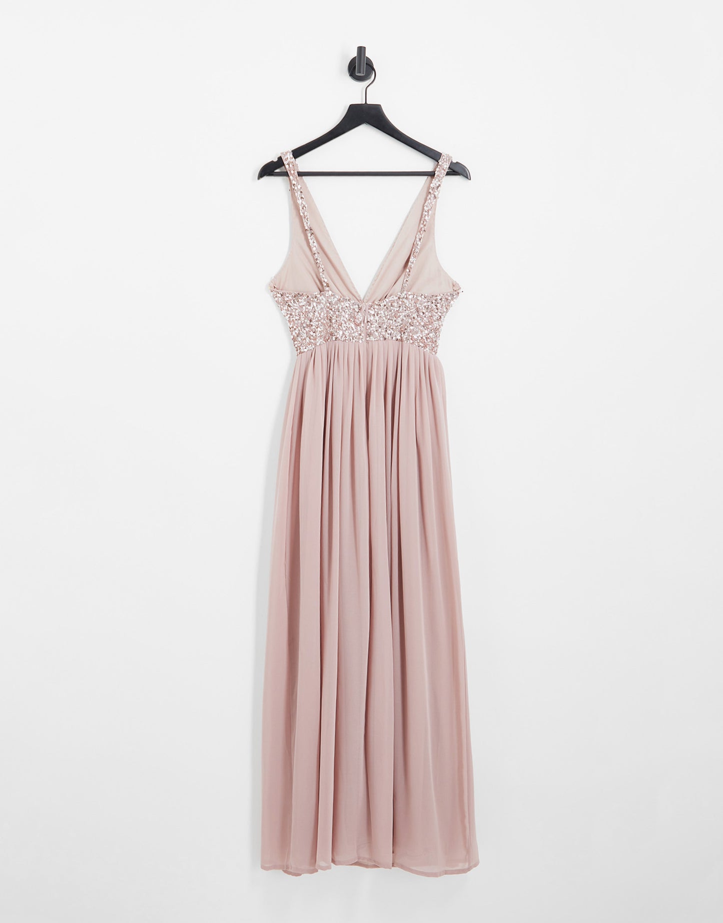 Beauut Bridesmaid embellished V neck maxi dress in frosted pink