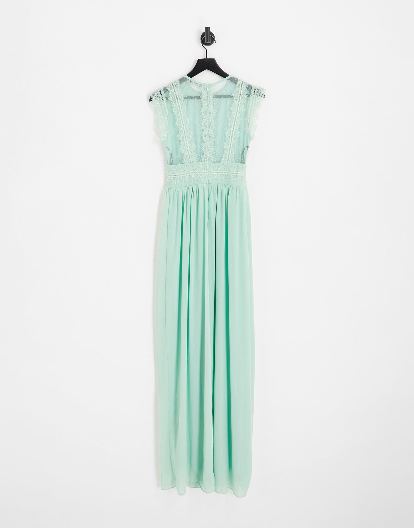 TFNC Tall Bridesmaids chiffon maxi dress with lace detail in sage