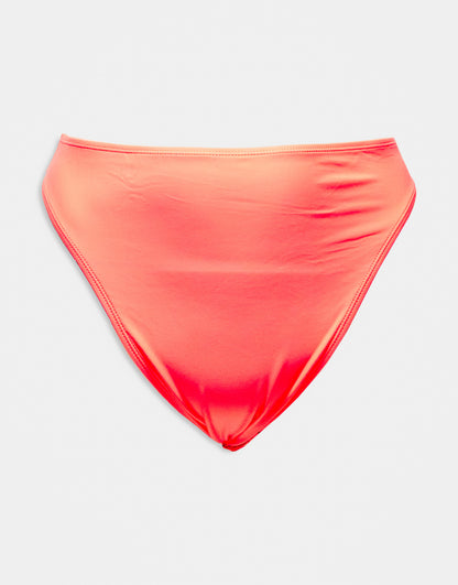 Brave Soul Plus high leg bikini bottom in neon coral