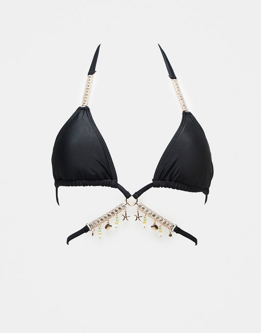 Moda Minx Seychelles wrap around bikini top in black