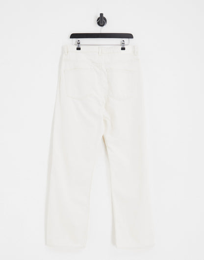 Weekday Rowe Extra high waist straight leg jeans in white hemp - WHITE