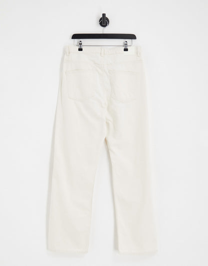 Weekday Rowe Extra high waist straight leg jeans in white hemp - WHITE