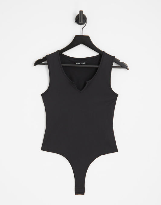 Threadbare super stretch notch front bodysuit in black