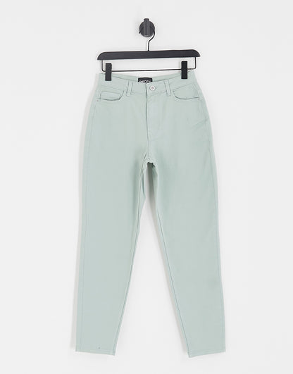 Pieces Kesia high waisted mom jeans in pale green