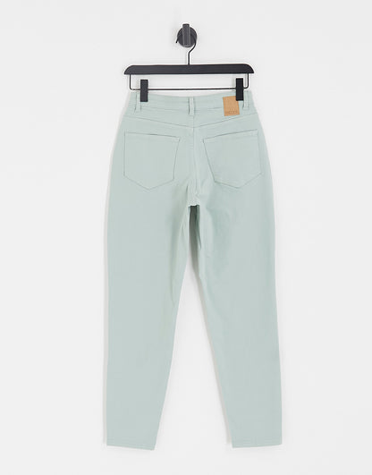 Pieces Kesia high waisted mom jeans in pale green