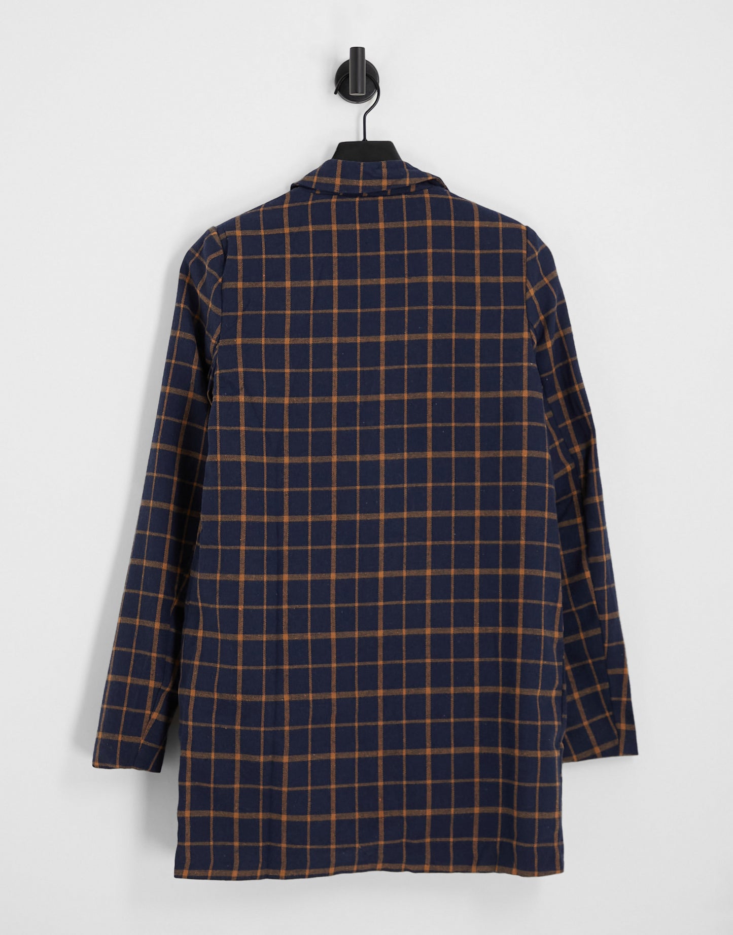 Heartbreak Tall longline boyfriend blazer in navy and orange check