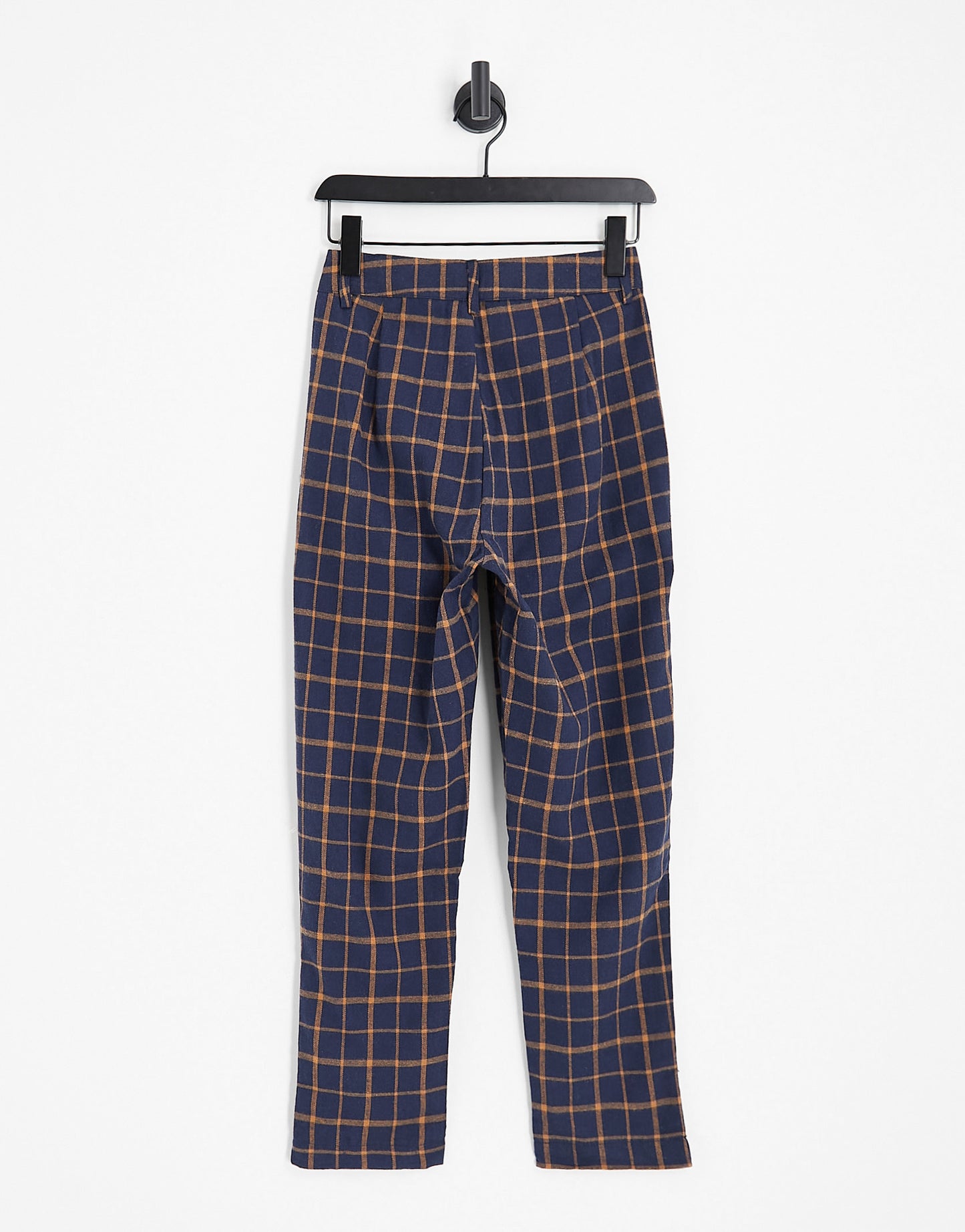 Heartbreak Petite tailored peg leg trousers in navy and orange check