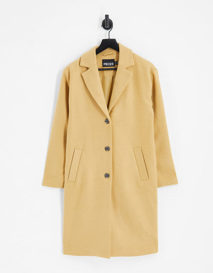 Pieces Alice wool blend coat in camel