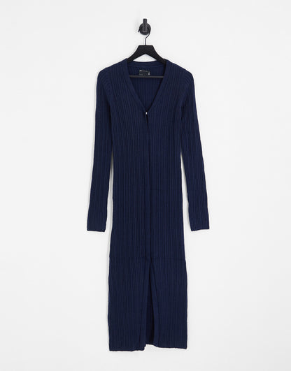 ASOS DESIGN Tall knitted midi dress with popper front in navy