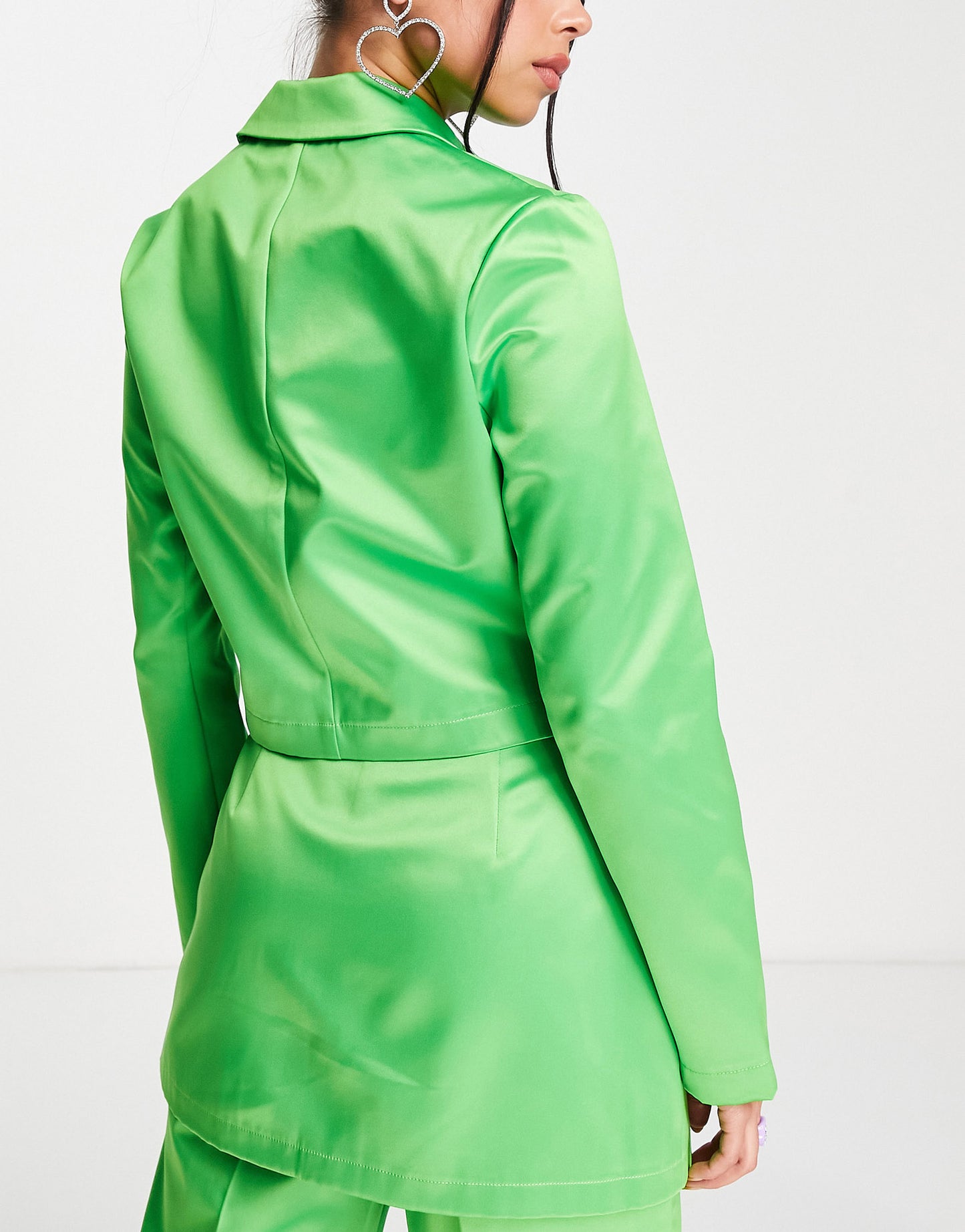 COLLUSION satin utility blazer in green co-ord