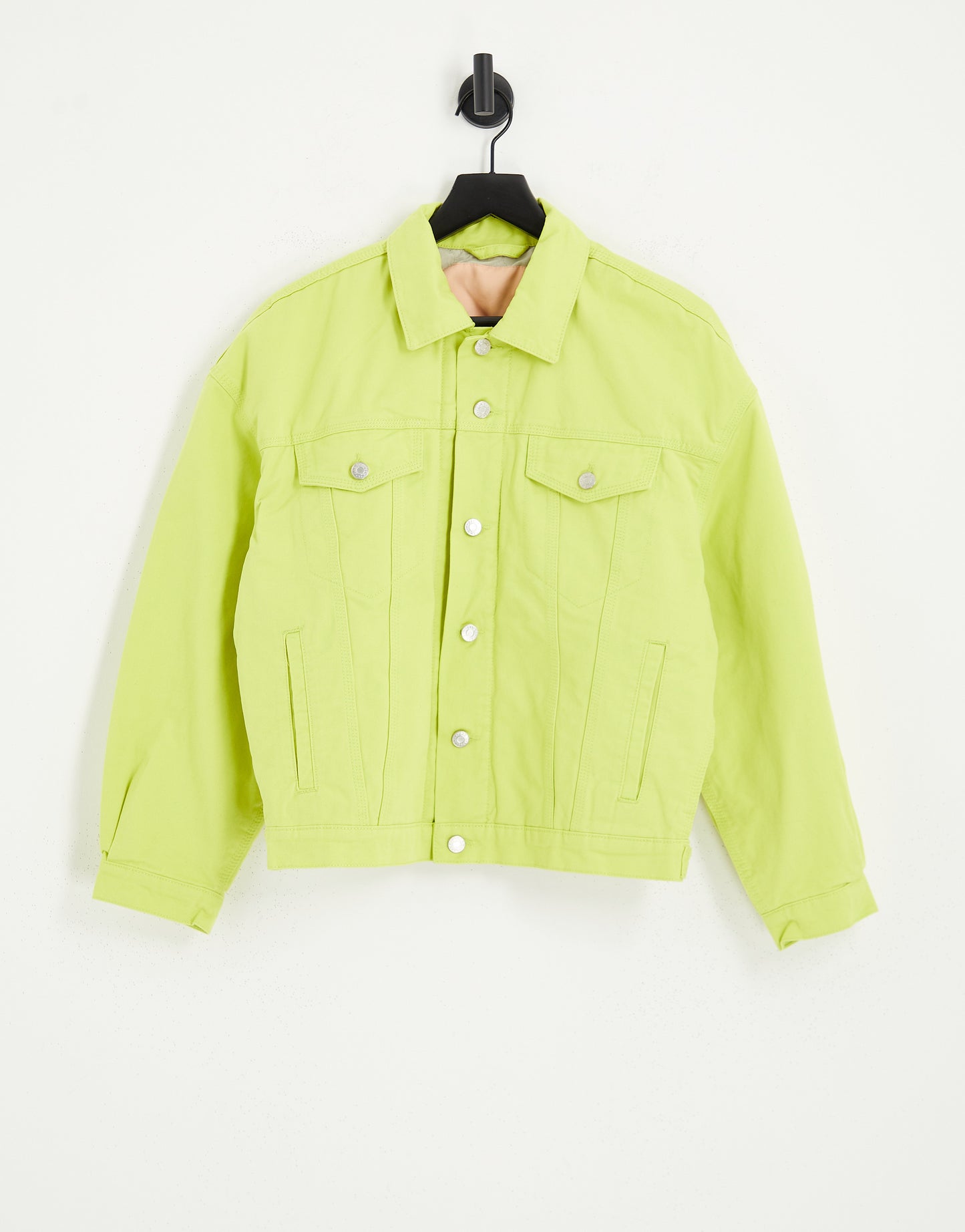 JJXX quilted lining denim jacket in bright lime