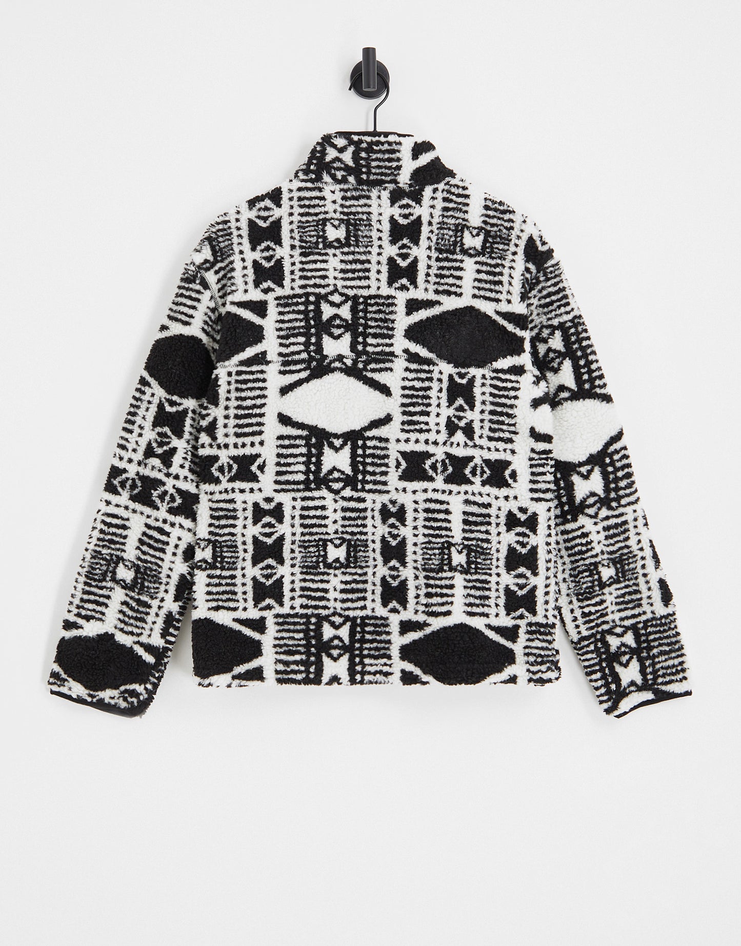 Topman borg jacket with all over aztec print in ecru