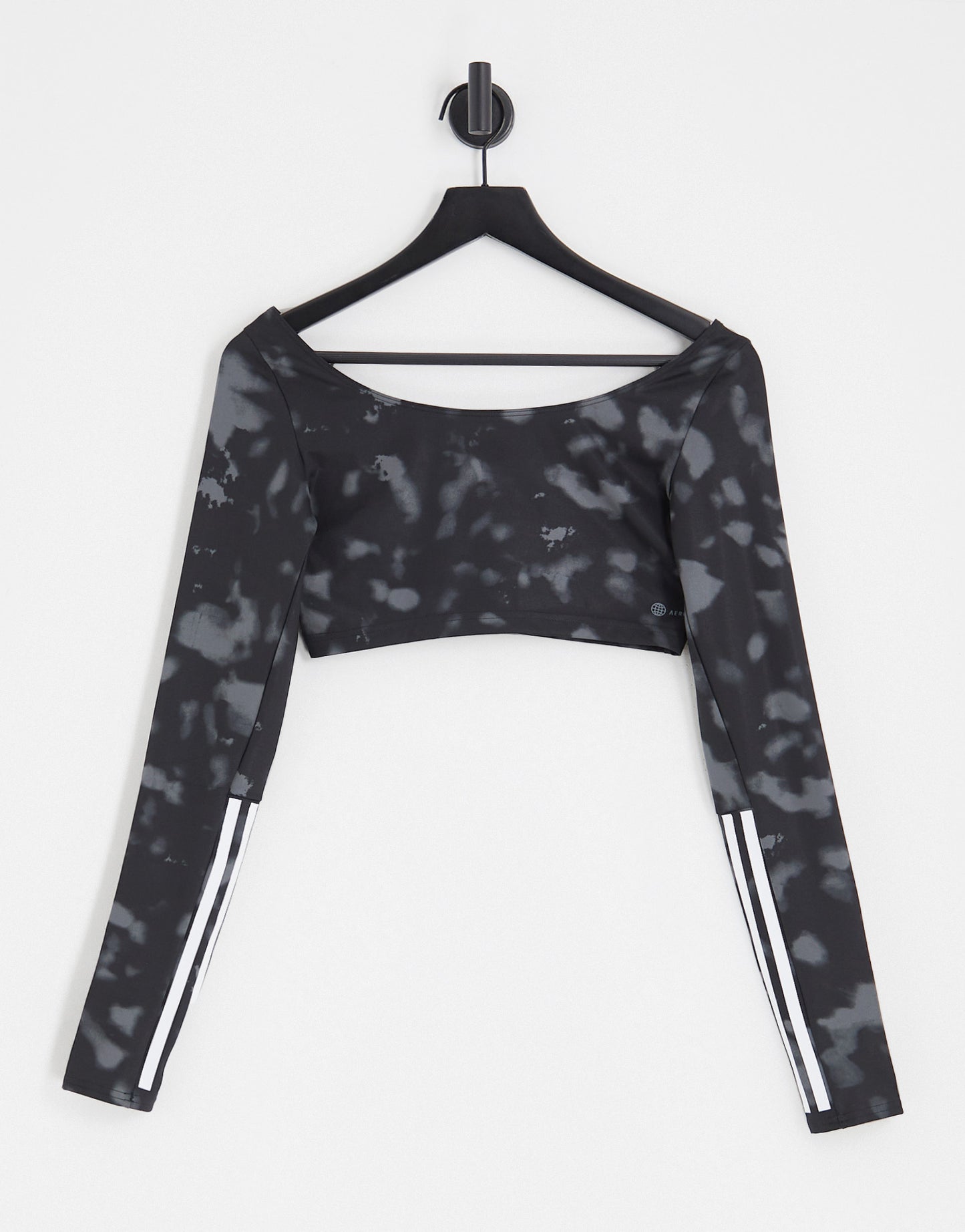 adidas Training Hyperglam printed crop top in black