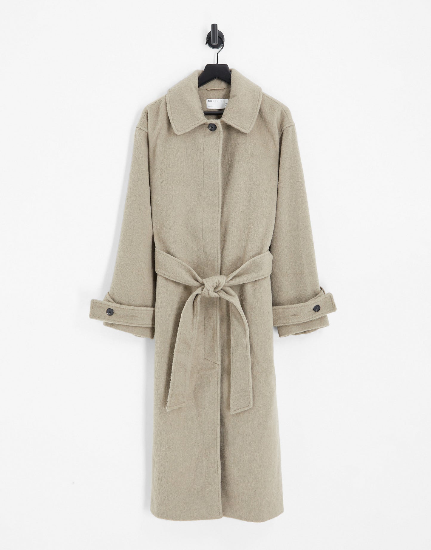 ASOS DESIGN Tall smart brushed boyfriend wool mix coat in mushroom