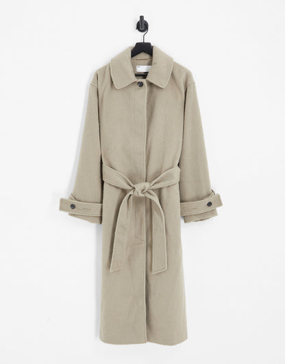 ASOS DESIGN Tall smart brushed boyfriend wool mix coat in mushroom