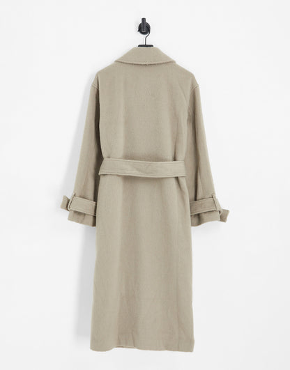 ASOS DESIGN Tall smart brushed boyfriend wool mix coat in mushroom