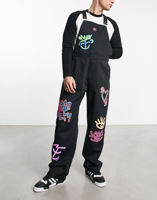 adidas Originals Pride dungarees in black with Love Unites print