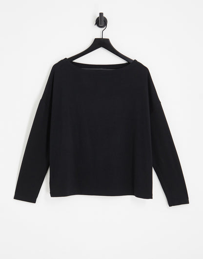 AllSaints Rita long sleeve t-shirt in black