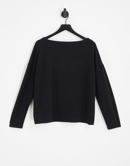 AllSaints Rita long sleeve t-shirt in black