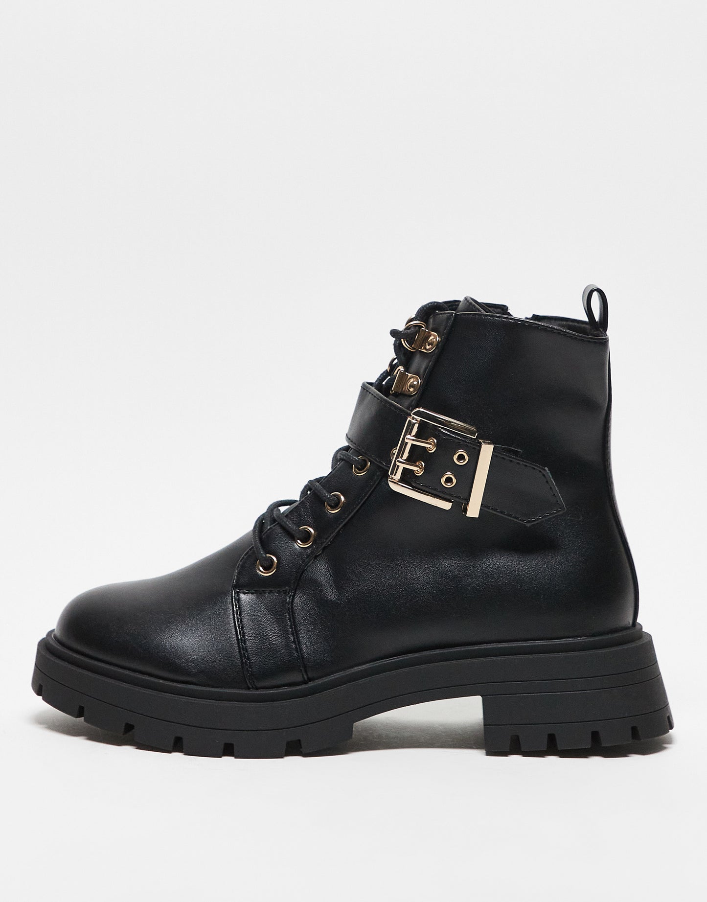 ASOS DESIGN Wide Fit April lace up hiker boots in black