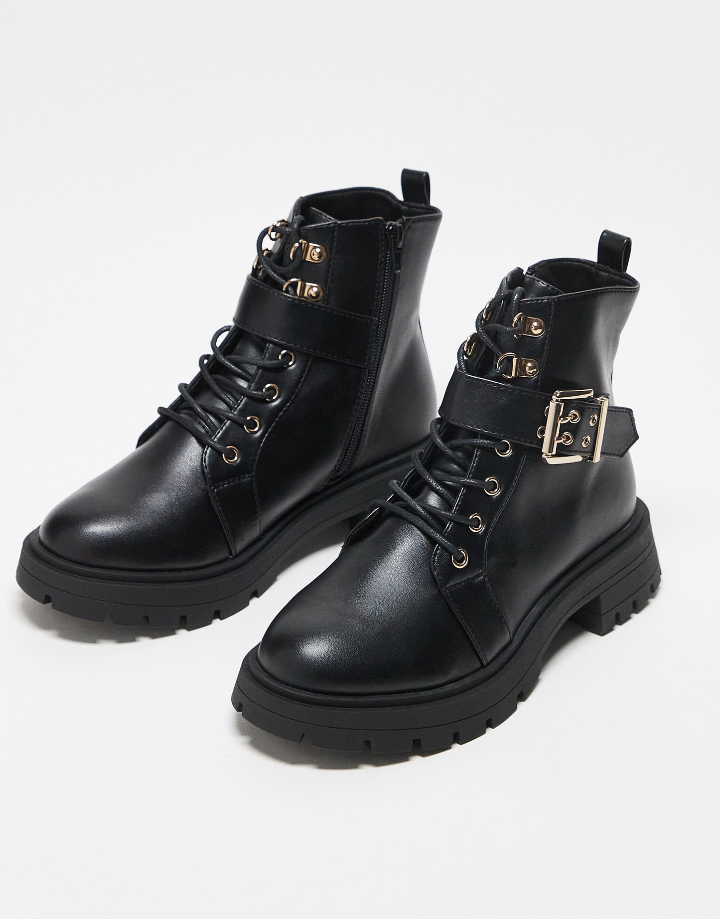 ASOS DESIGN Wide Fit April lace up hiker boots in black