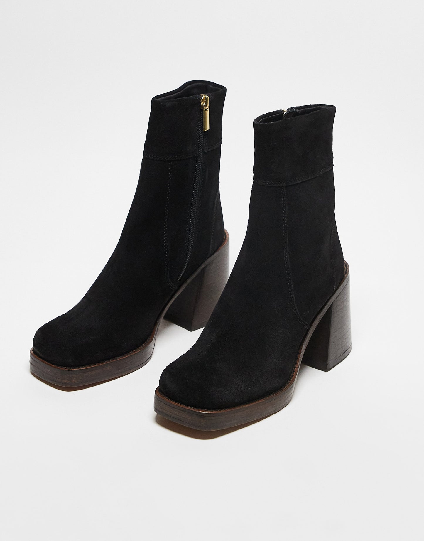 ASOS DESIGN Region suede mid-heel boots in black