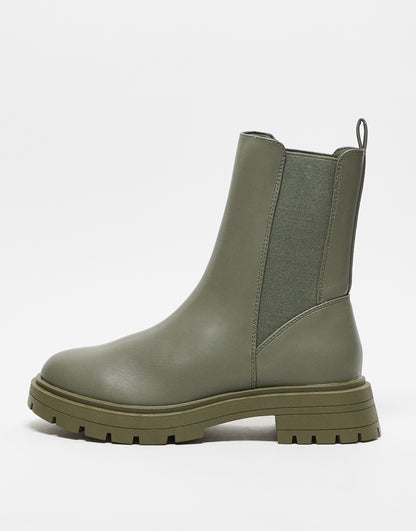 ASOS DESIGN Wide Fit Alfie chunky chelsea boots in khaki