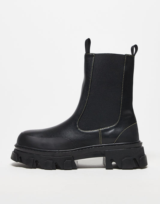 Public Desire Wonder chunky chelsea boots with contrast stitching in black