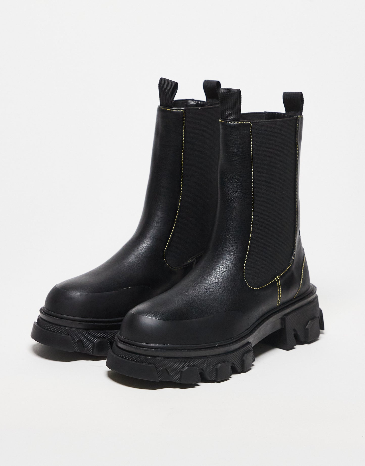 Public Desire Wonder chunky chelsea boots with contrast stitching in black