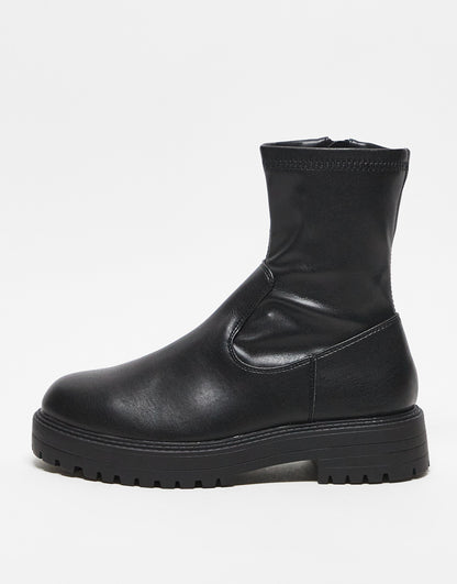 ASOS DESIGN Wide Fit Anton sock boot in black