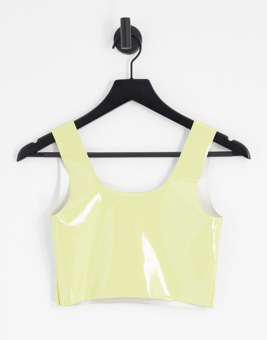 Commando co-ord faux patent leather crop top in pastel yellow