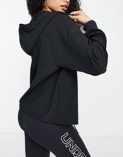 Under Armour woven zip hoodie in black