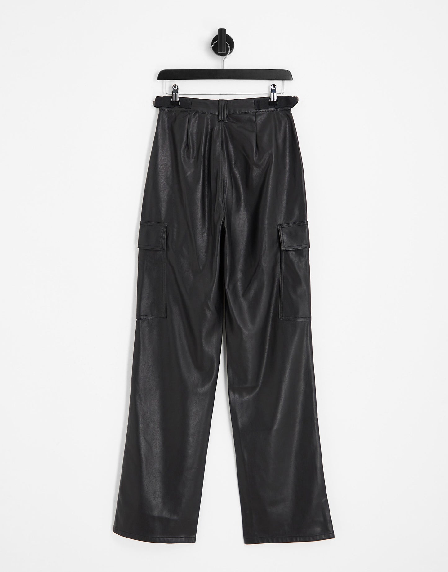 ASOS DESIGN Tall faux leather cargo trousers in black