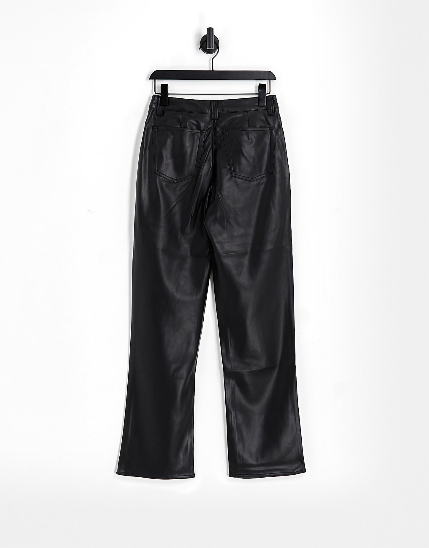 ASOS DESIGN faux leather look straight leg trousers in black