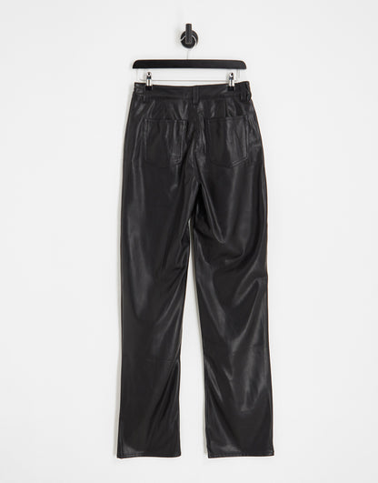 ASOS DESIGN Tall faux leather straight leg trousers in black